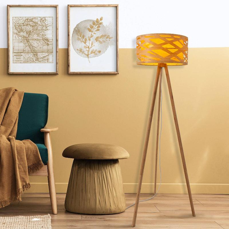 NÄVE LAMPADAIRE FINJA AVEC SUPPORT TRÉPIED EN BAMBOU