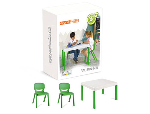Pack ERGOS 1 mobilier enfants - 2 chaises et 1 table - Réf ERGK1 - BIOLAB - Surface facile à nettoyer_0