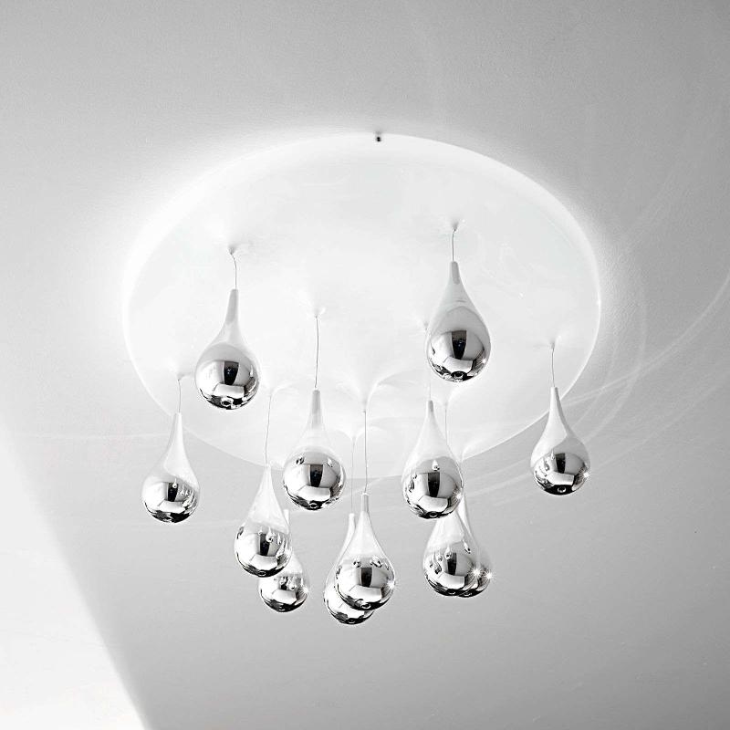 SIL-LUX PLAFONNIER PIOGGIA, BLANC, CHROME, Ø 40 CM H 32 CM