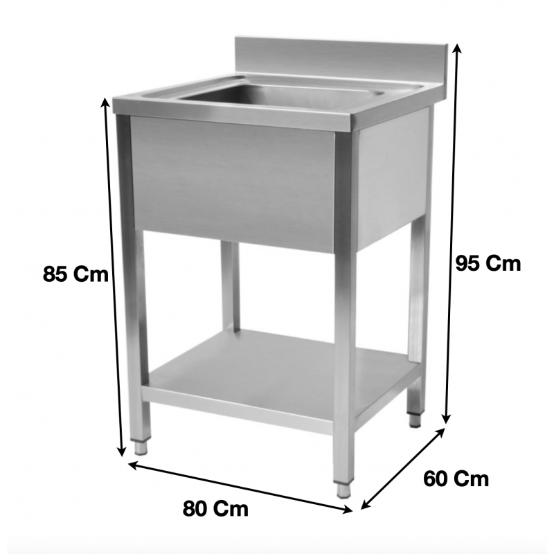 Plonge evier 1 bac avec sous tablette P600 mm - L800 mm - STSK086_0