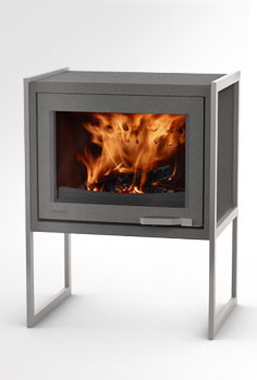 Poêles-cheminées - XP68-BOX sur pied finition graphite - Poêle étanche basse consommation 11kW, compatible BBC Effinergie_0