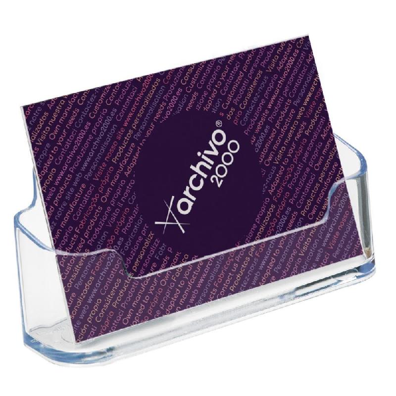 PRESENTOIR DE TABLE DE CARTES DE VISITE ARCHIVO 2000 - CAPACITE 50 CARTES - TRANSPARENT - LOT DE 3