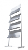 Présentoir pour brochures - Profilé elliptique - 12 ou 24 brochures A4 - Hauteur 1840 mm - Couleur gris_0