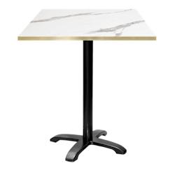 Restootab - Mange-debout 70x70cm - modèle Bazila marbre blanc chants laiton - blanc TB-BZ4FF-7070M-MB.BLA-LAI_0