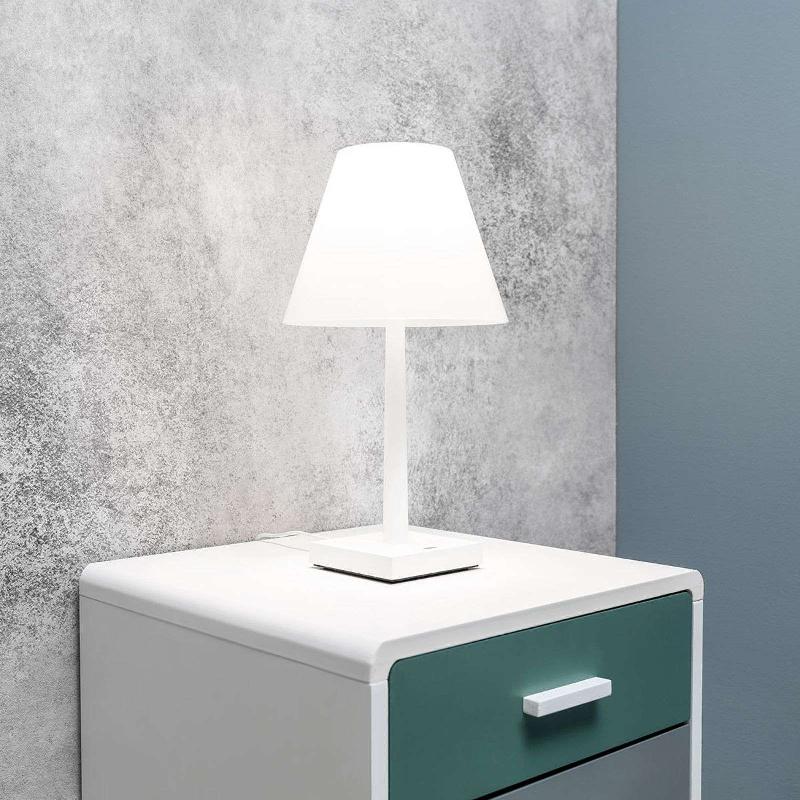 ROTALIANA DINA+ LAMPE DE TABLE LED RECHARGEABLE BLANC/BLANC