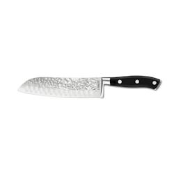 Sabatier Trompette Carbon - Couteau santoku 18 cm martelé avec protection de lame - noir inox 3014151000397_0