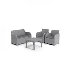 Salon de jardin - en résine imitation rotin tressé - Allibert by KETER - 4 personnes - SanRemo - Gris ALLIBERT by KETER - gris 3666373851709_0