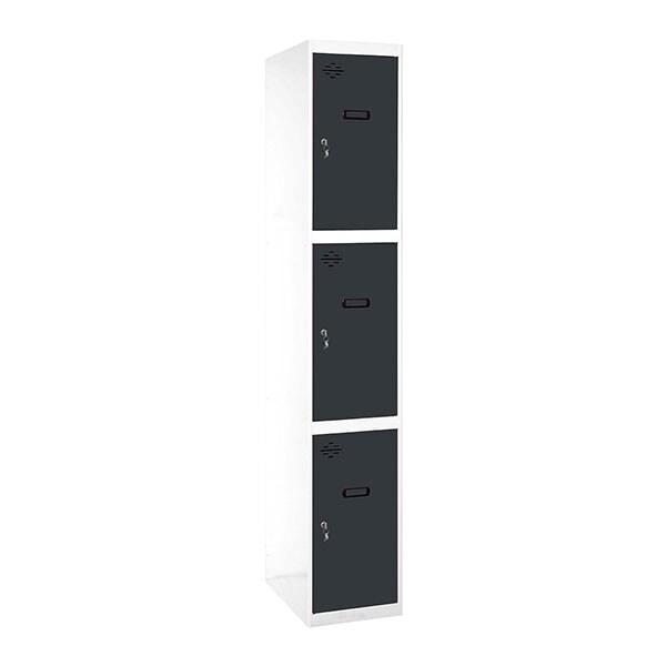 SimonRack Vestiaire Métallique 3 Portes avec Clé, 1800x400x500 mm, Blanc/Anthracite - Simonlocker - blanc métal 8425437108211_0