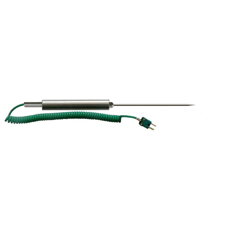 Sonde de température type K - Pénétration Ø6,35 x 205 mm en acier inox 316 - Câble spirale PU extensible - 4021S_0