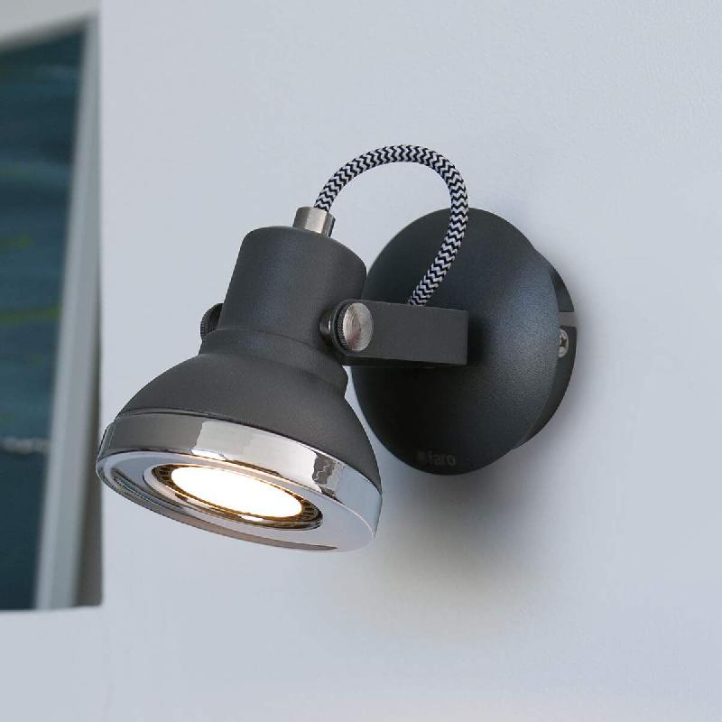 FARO BARCELONA SPOT MURAL LED 1 LAMPE RING EN GRIS FONCÉ
