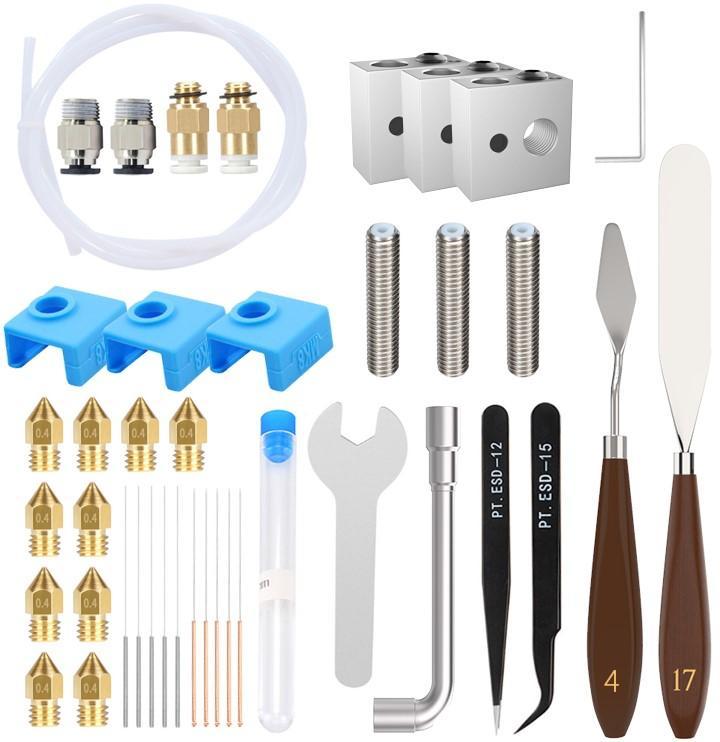Starter kit MK8 - Creadil - Accessoires pour imprimantes 3D avec connecteurs, buse, bloc chauffant et outils_0