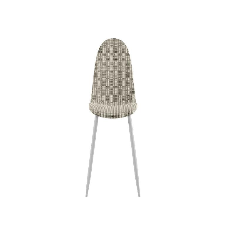 Stones Chaise Martina avec assise et dossier rembourrés en rotin marron et pieds en métal peint en blanc - Lot de 4 chaises - beige métal OM/281/BE_0