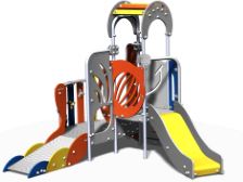 Structure de jeux combinées 1 tour avec rampe d'accès - Gamme Diablo - DO10601I - Crea Equipements - Pour enfants de 6 mois à 4 ans_0