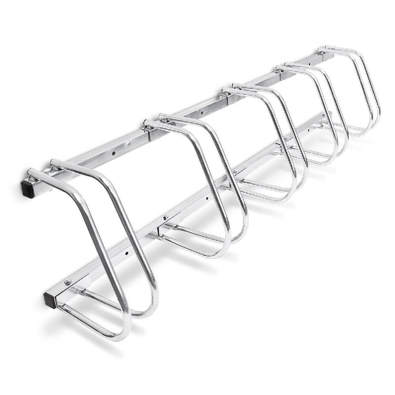 Système range-vélo - râtelier inclinable 5 vélos - fixation murale ou au sol - acier chromé - Helloshop26 3413004_0