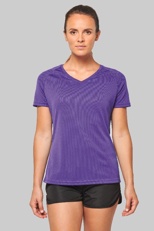 T-shirt de sport manches courtes col V femme - Réf: PA477 - PROACT - Séchage rapide - Polyester_0