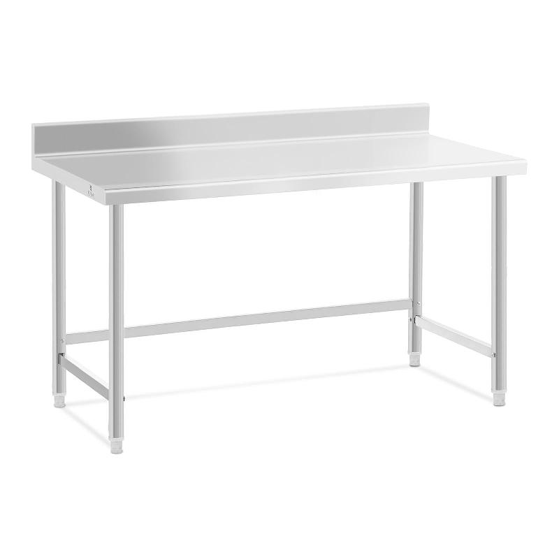 TABLE DE TRAVAIL ACIER INOXYDABLE PLAN DE TRAVAIL EN INOX PLAN DE TRAVAIL PROFESSIONNEL TABLE DE TRAVAIL CUISINE ADOSSÉE DOSSERET 150 X 70 CM 93 KG 14_0005130_0