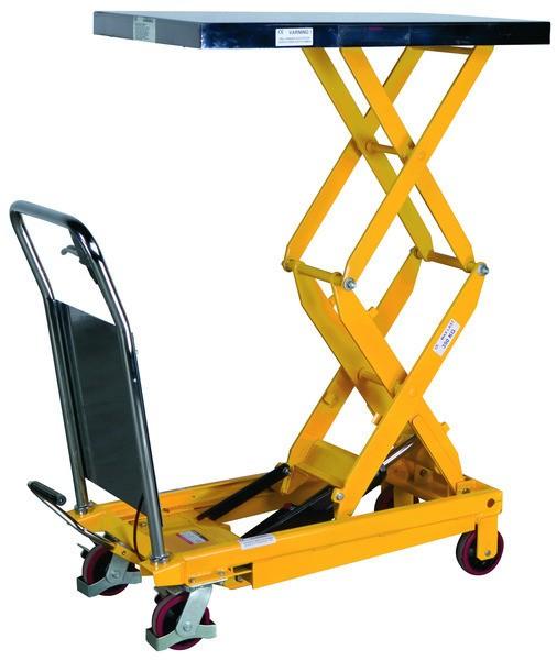 Table élévatrice manuelle mobile - double ciseaux - capacité 800 kg - hauteur de levée jusqu'à 1500 mm_0
