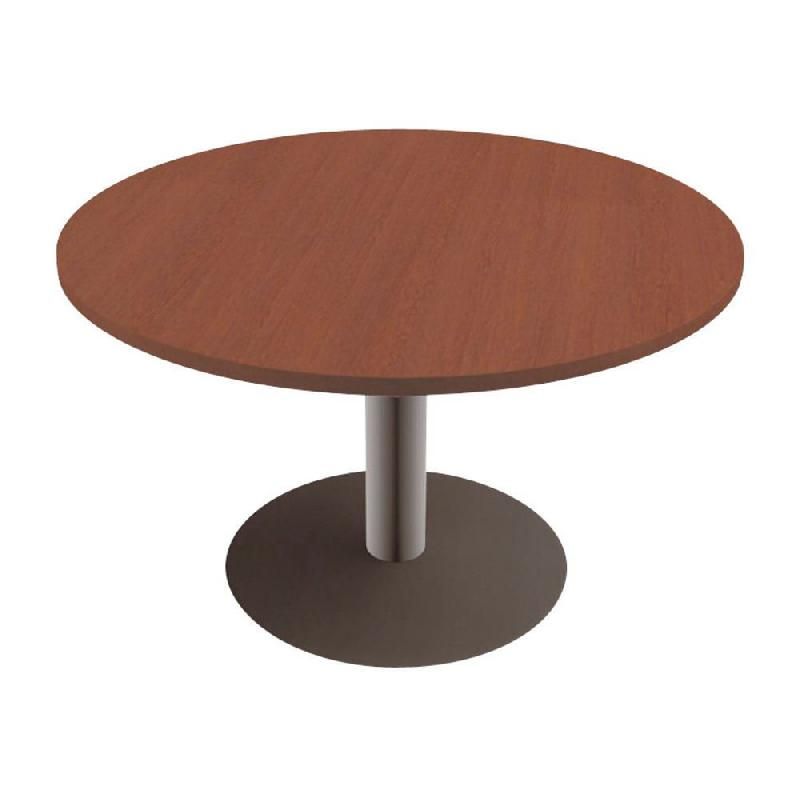 TABLE RONDE ACTUAL L. 100 X 100 CM, PLATEAU WENGÉ, PIÈTEMENT TULIPE ALUMINIUM