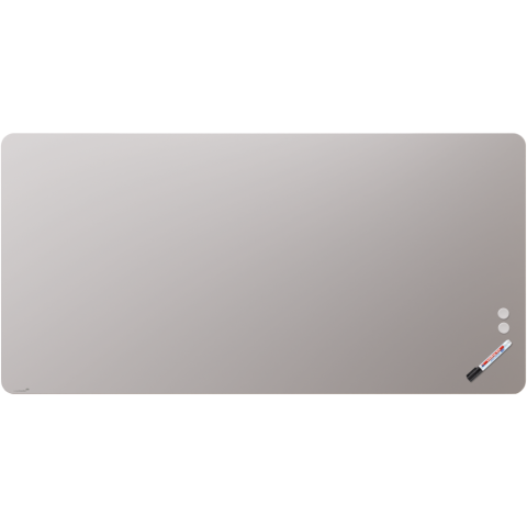 TABLEAU EN VERRE MAT 100X200CM - WARM GREY - COIN ARRONDI - LEGAMASTER
