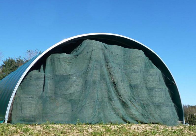 Tunnel de stockage / ouvert / structure en acier / couverture en pvc / avec fondation_1