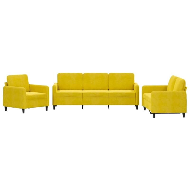 VidaXL Ensemble de canapés 3 pcs jaune velours Modèle Nova Bois - 3201940_0