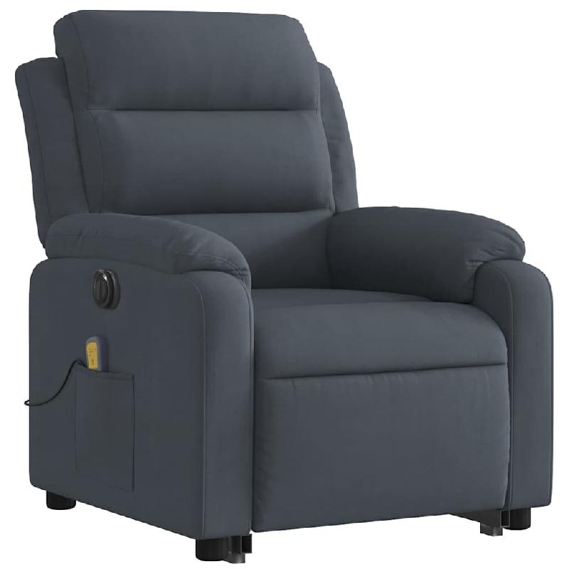 VidaXL Fauteuil inclinable de massage électrique gris foncé velours Modèle Brume - 3205126_0