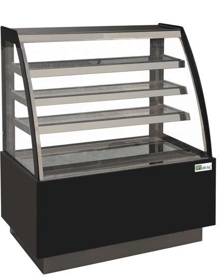 Vitrine pâtisseries noire - vitre bombée - 3 tablettes positives - 1500 mm larg - OASIS600_0