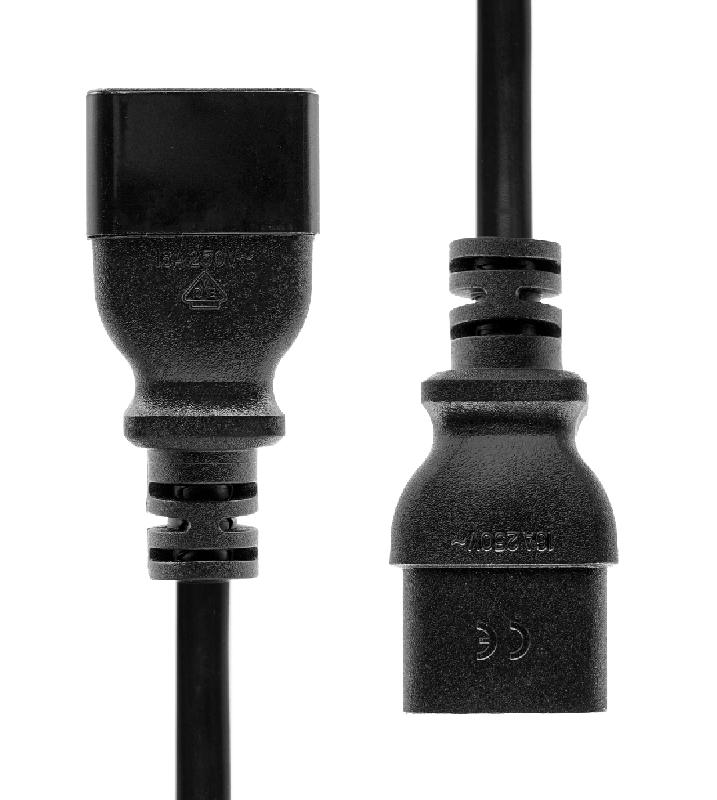 ProXtend PC-C19C20-001 - Câble électrique noir 1 m avec coupleur C19 et coupleur C20 - 16 A_0