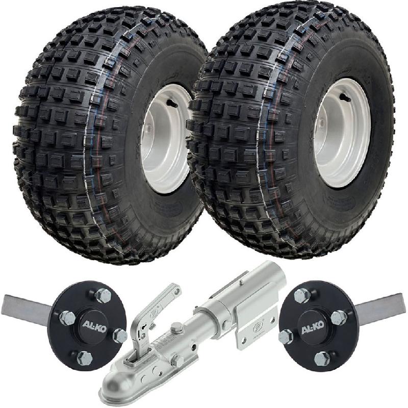 22x11.00-8 Knobby ATV Quad Trailer Kit Wheels Axles Swivel Hitch Max Load 310kgs_0