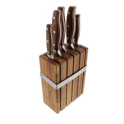 Bloc 5 couteaux Roc -  Marron Autre Bois Jean Dubost - marron Bois massif 3219331949989_0