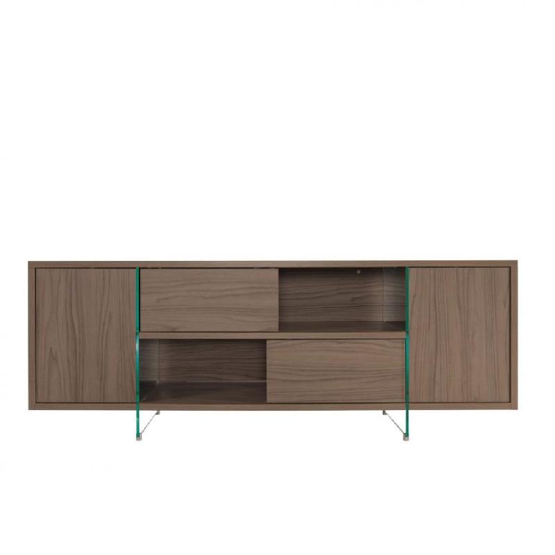 BUFFET/MEUBLE TV DESIGN MADY 180CM NOYER PORTES COULISSANTES ET PIÈTEMENT EN VERRE_0