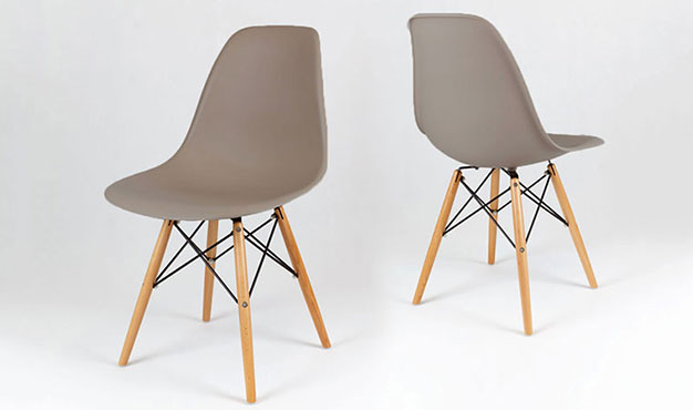 Chaise design taupe pieds en bois eiffel - kawa_0