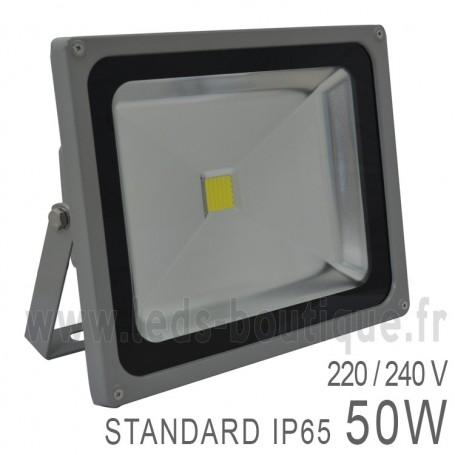 Éclairage de chantier - Projecteur LED COB 50W extérieur IP65 gris - 4500 lumens - Blanc froid, neutre ou chaud_0