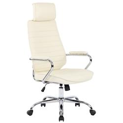 CLP Fauteuil de bureau  Rako en véritable cuir ajustable et pivotant Crème - beige cuir 317941_0