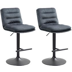 CLP Lot de 2 tabourets de bar Damar velours Gris foncé/Noir - gris textile 325664_0