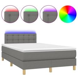 Décoshop26 - Cadre de lit LED avec sommier tête de lit matelas 120x200 cm  tissu gris foncé TDL0208396 - gris 3001538047762_0