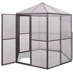 Helloshop26 - Serre tente abri plante fleur légumes en aluminium 240 x 211 x 232 cm marron 02_0044656 - 3000220285239_0