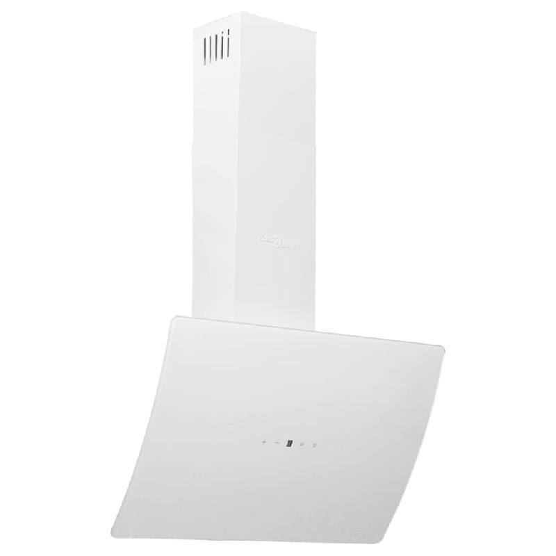 Hotte murale 60 cm en acier et verre trempé blanc - silencieuse et puissante avec éclairage LED et filtre à graisse lavable_0