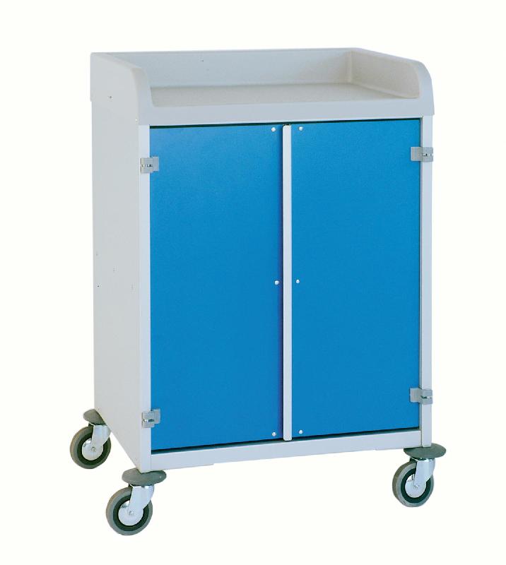 Chariot de soin hospitalier - Porte à 2 battants en stratifié massif (HPL) bleu - KC3950001AN_0