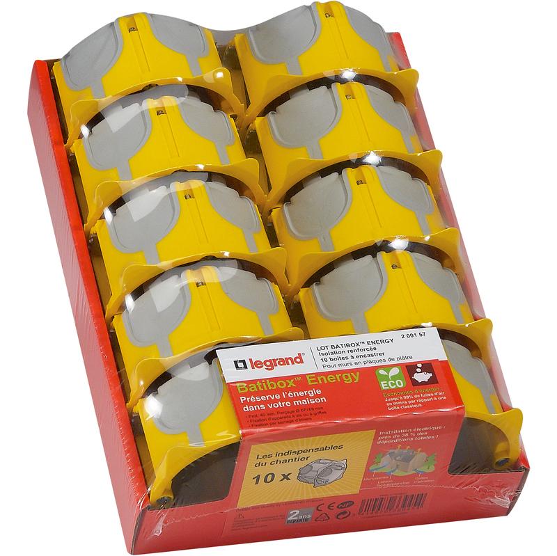 Lot de 10 boîtes Batibox Energy LEGRAND - boîte monoposte pour plaque de plâtre - profondeur 40 mm_0