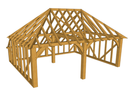 Maison à ossature en bois plain-pied c02 : 2-bay / en kit / toit multipente