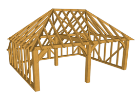 Maison à ossature en bois plain-pied c02 : 2-bay / en kit / toit multipente_0