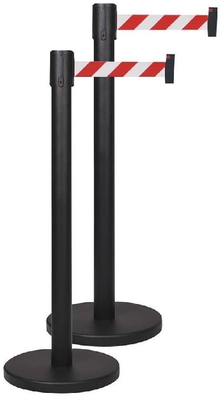 Poteau de signalisation avec dérouleur de sangle automatique - Longueur 2,3m - Acier peint noir - 11584838_0