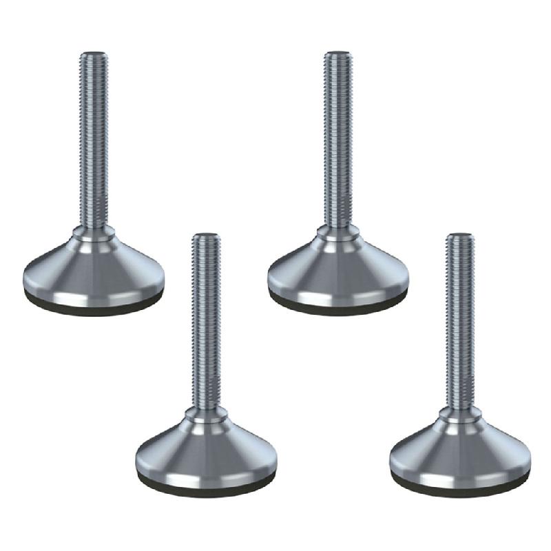 Pieds de nivellement en acier inoxydable 16x100x80mm - Base et patin anti-vibration 1500kg - Set de 4 - Modèle HX - Marque NGI_0