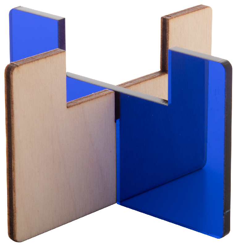 Support pour bougie en contreplaqué de bouleau et acrylique transparent - bleu transparent - livré à plat_0