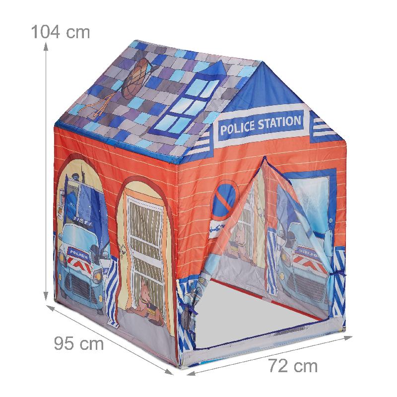 Tente de jeu pour enfants - Poste de police avec voiture et chien de garde - Dimensions 102x72x95 cm_0