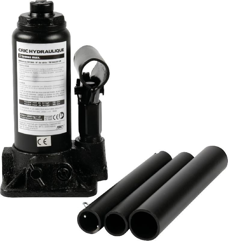 TURBOCAR - Cric bouteille 2 tonnes - Hauteur de levage 158 à 308 mm - Certification TUV - Réf. 925935_0
