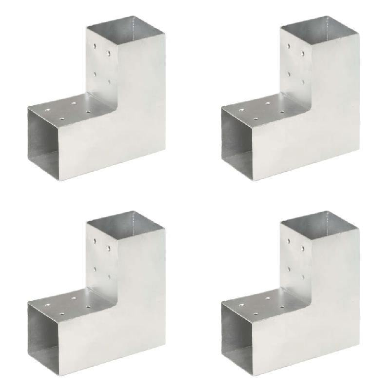 Vidaxl connecteurs de poteau 4 pcs forme en l métal galvanisé 81x81 mm 145462_0