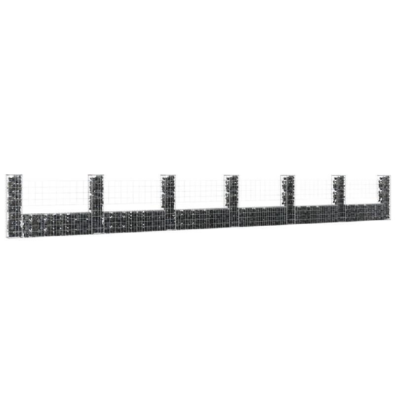 Vidaxl panier de gabion en forme de u avec 7 poteaux fer 740x20x100 cm 151280_0