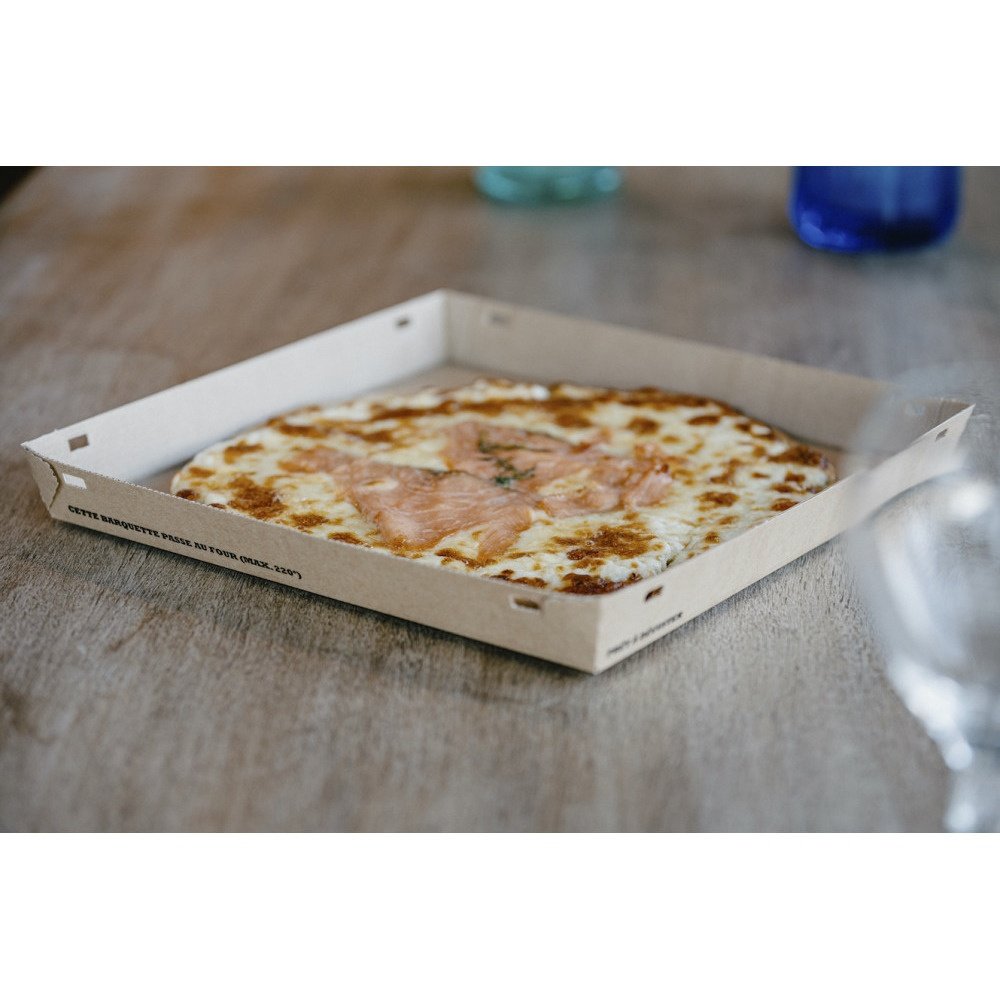 80 barquettes à pizza nomade - 290x290x35 mm - carton micro-cannelure ingraissable avec couvercle rPET_0